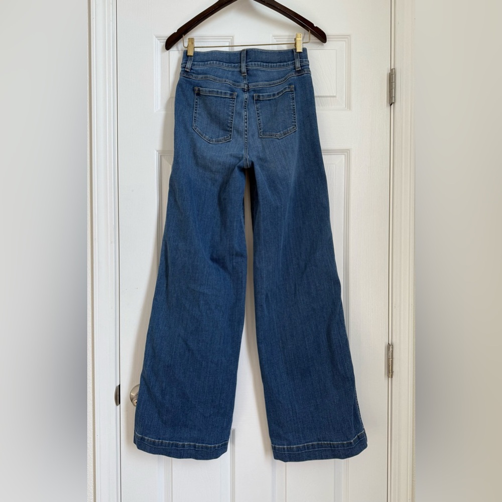 Spanx Seamed Front High Rise Wide Leg Jeans Small Vintage Indigo - Picture 3 of 10